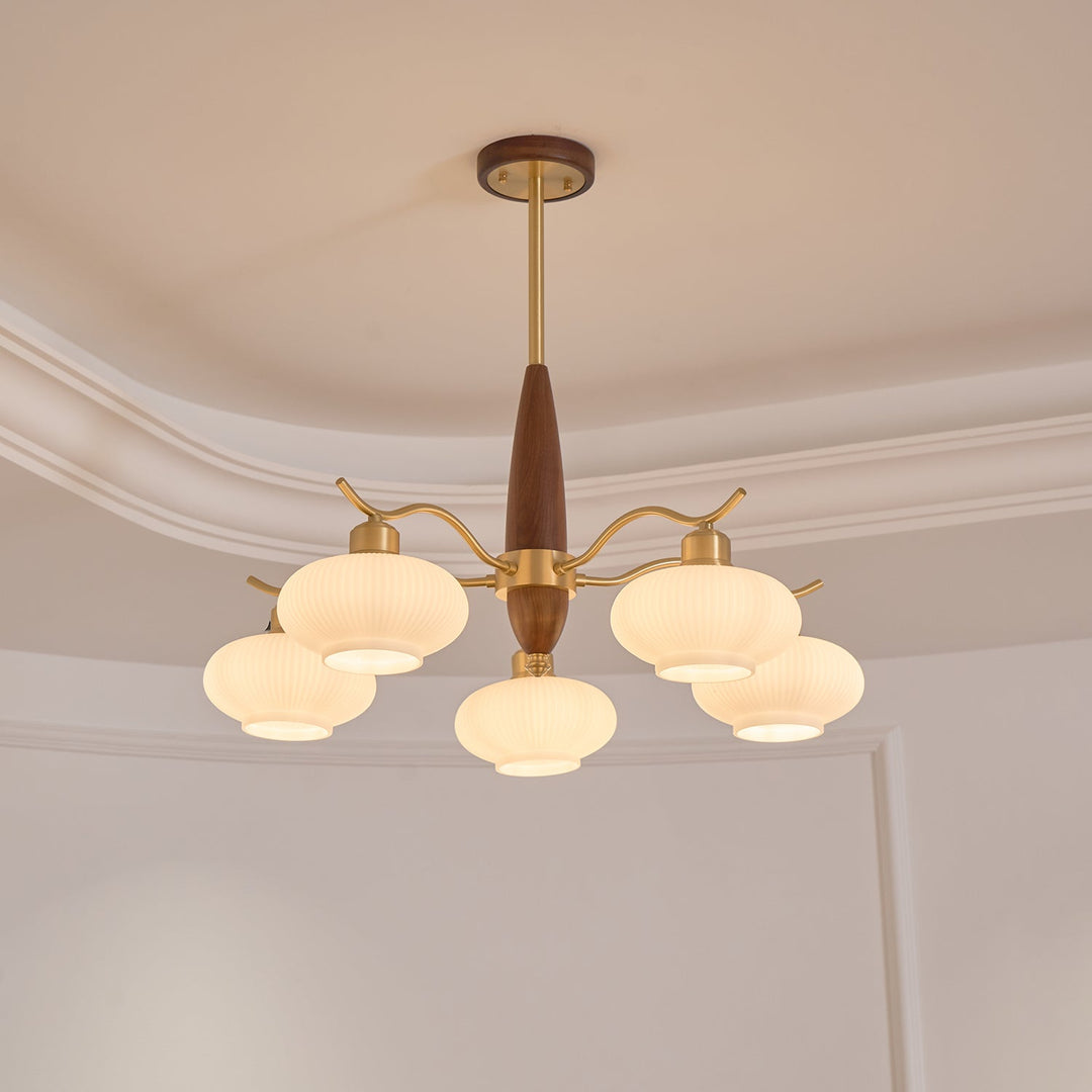 Cavien lampadario in ottone e Noce