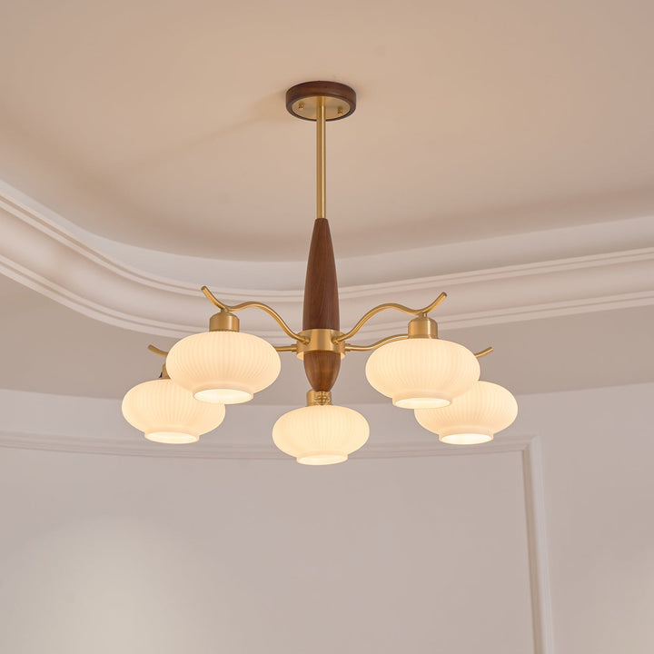 Cavien lampadario in ottone e Noce