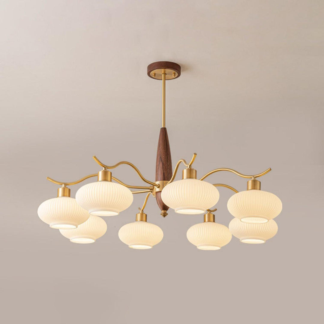 Cavien lampadario in ottone e Noce