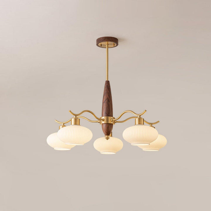 Cavien lampadario in ottone e Noce