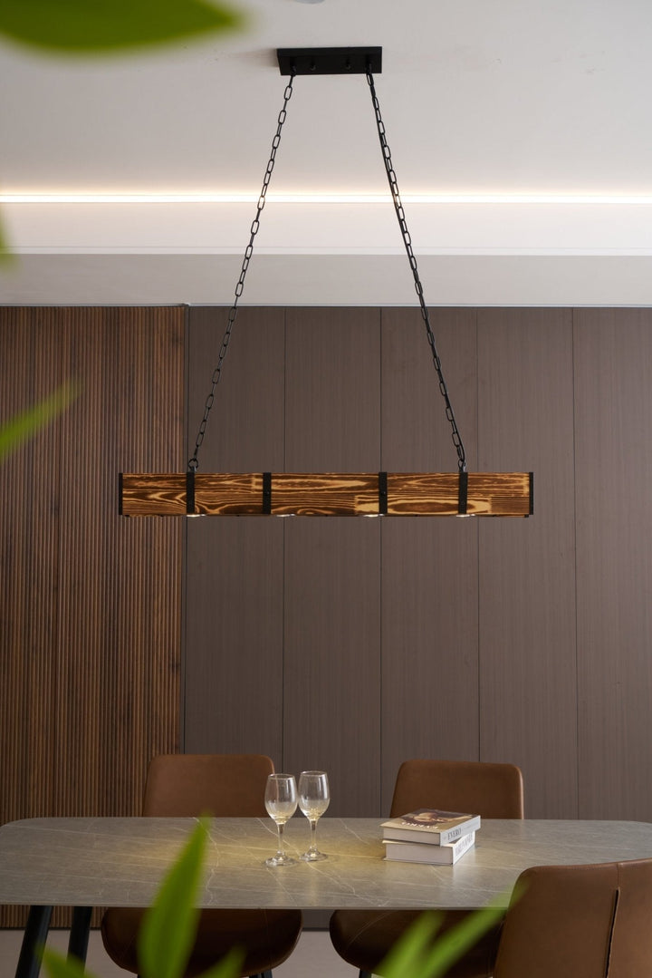 Aldelena lampadario Pleva lineare legno Naturale