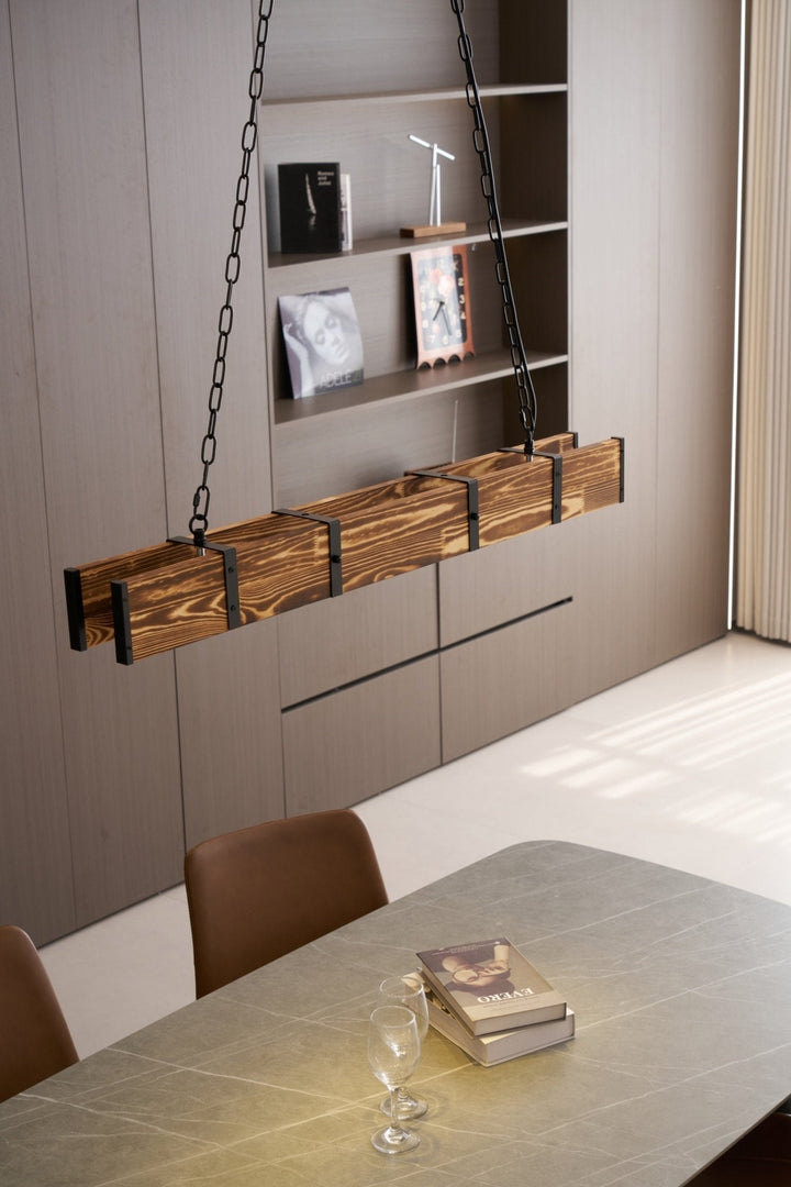 Aldelena lampadario Pleva lineare legno Naturale