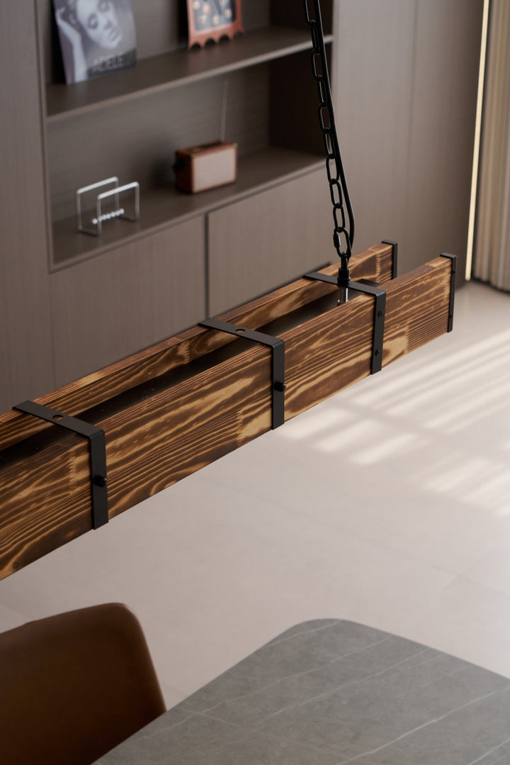 Aldelena lampadario Pleva lineare legno Naturale