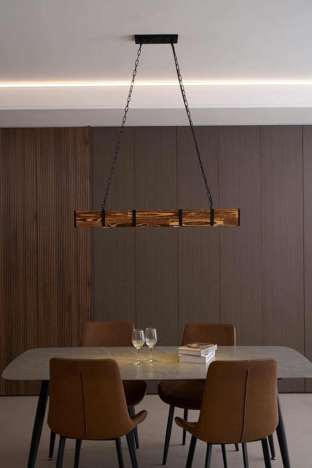 Aldelena lampadario Pleva lineare legno Naturale