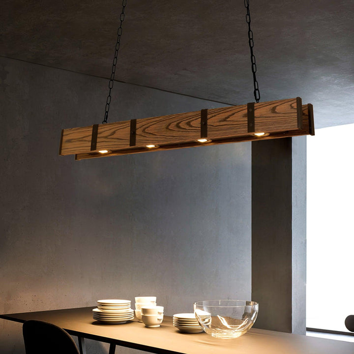 Aldelena lampadario Pleva lineare legno Naturale