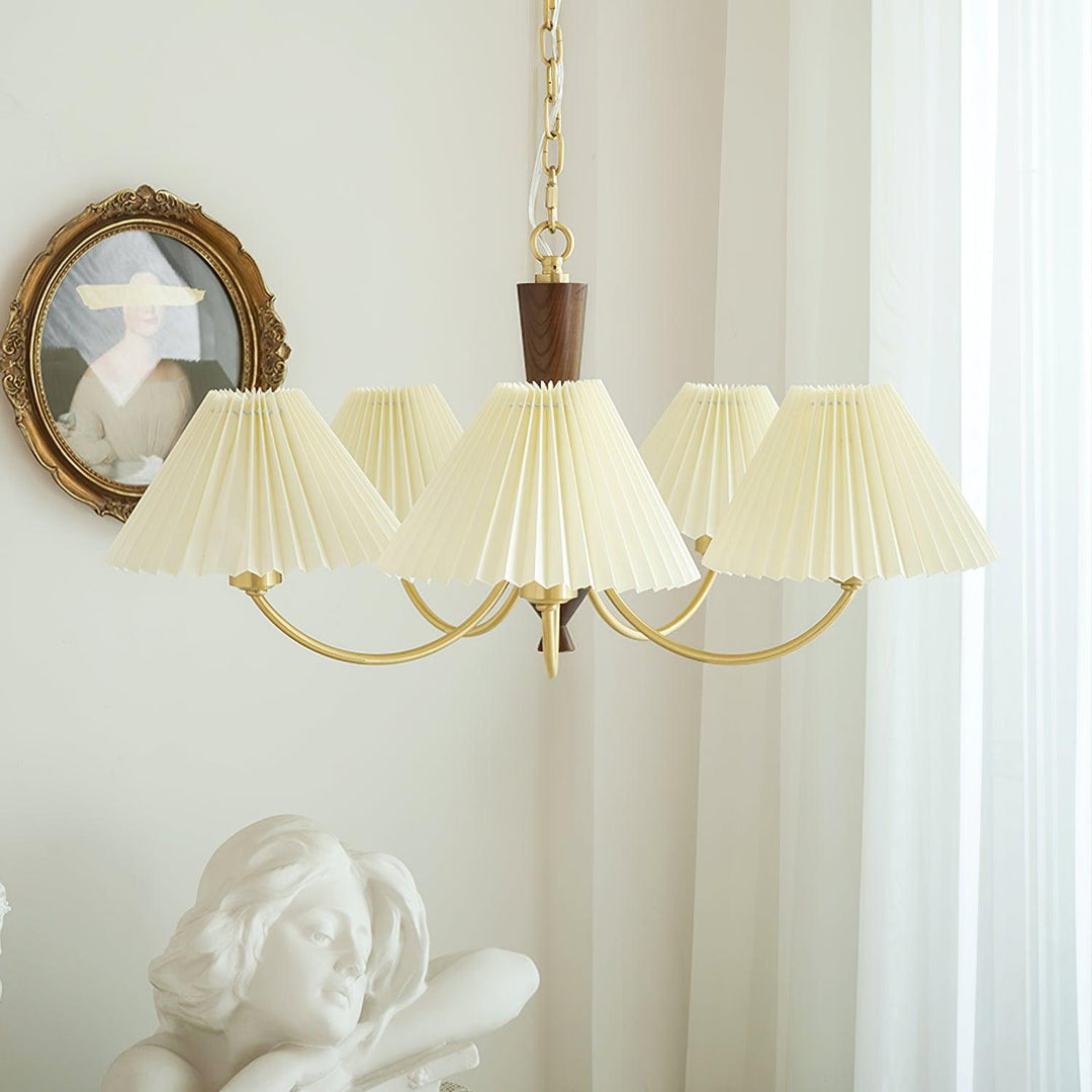 Elaorira lampadario bianco con paralume a pieghe