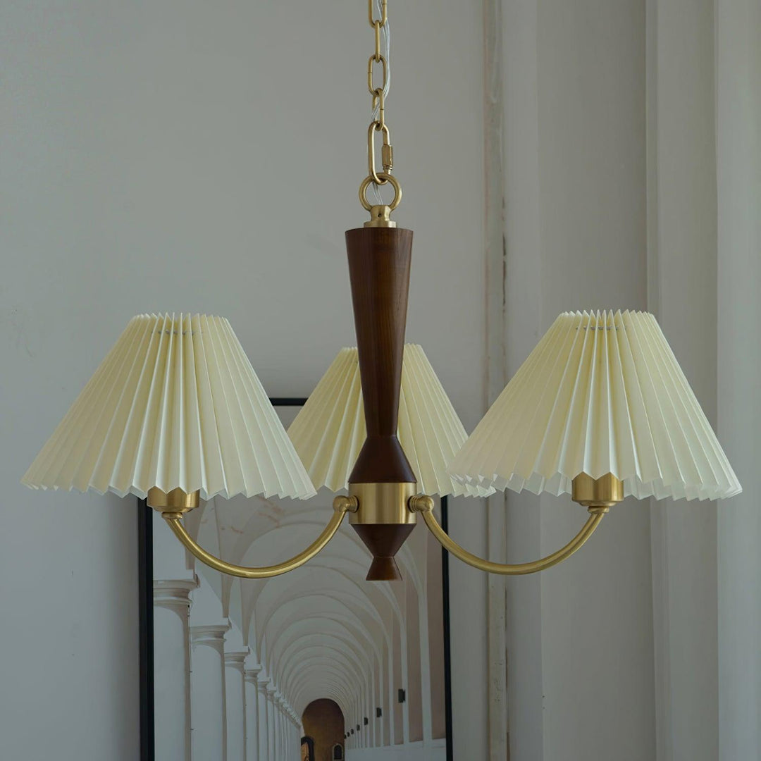 Elaorira lampadario bianco con paralume a pieghe