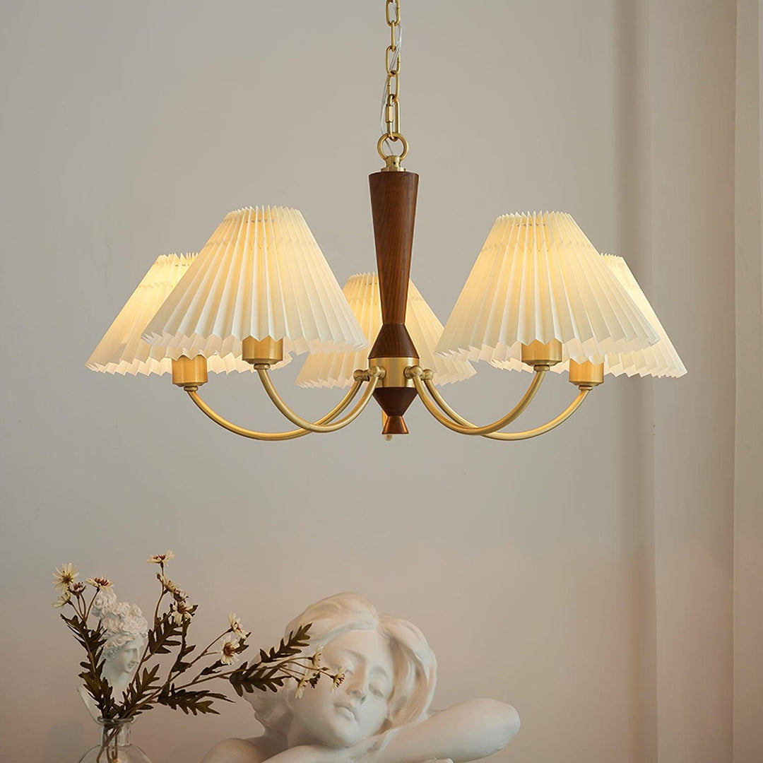 Elaorira lampadario bianco con paralume a pieghe