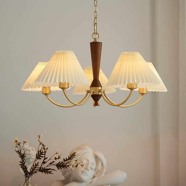 Elaorira lampadario bianco con paralume a pieghe