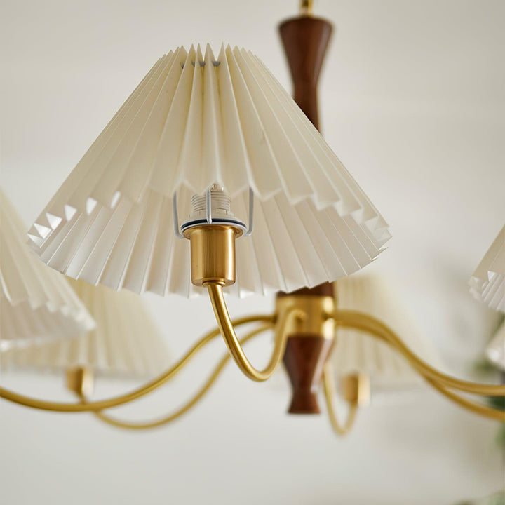 Elaorira lampadario bianco con paralume a pieghe
