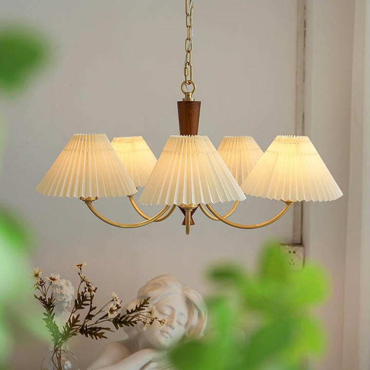 Elaorira lampadario bianco con paralume a pieghe