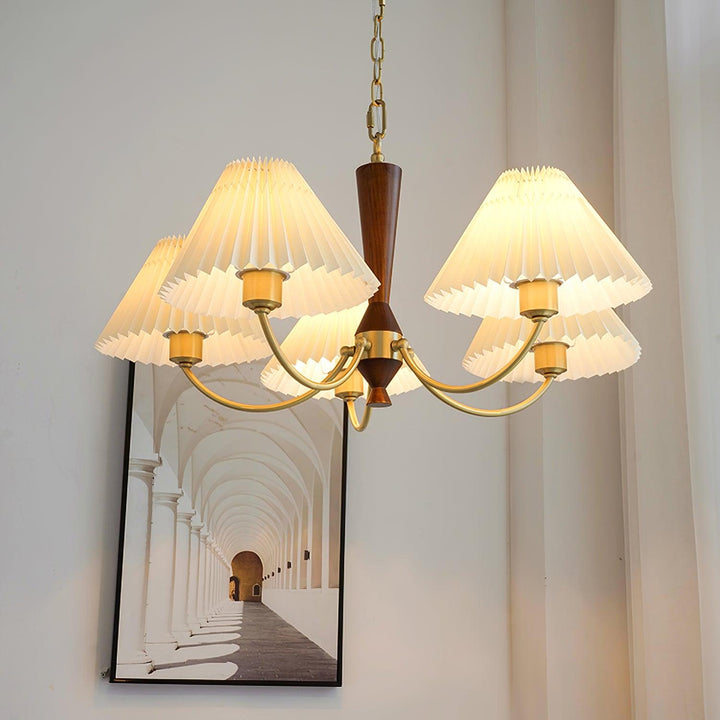 Elaorira lampadario bianco con paralume a pieghe