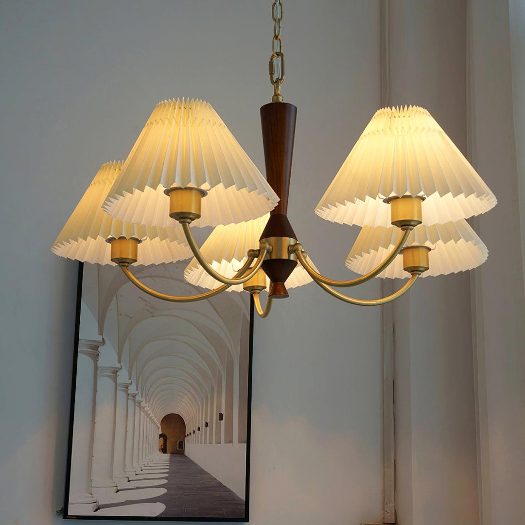 Elaorira lampadario bianco con paralume a pieghe