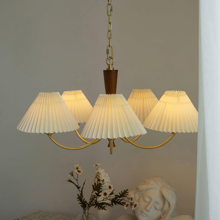 Elaorira lampadario bianco con paralume a pieghe