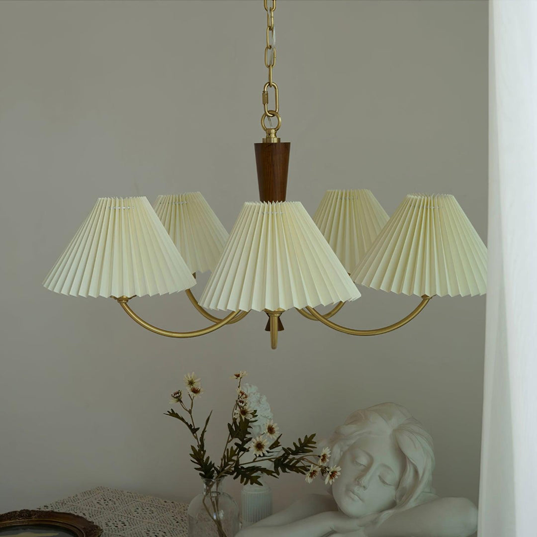 Elaorira lampadario bianco con paralume a pieghe
