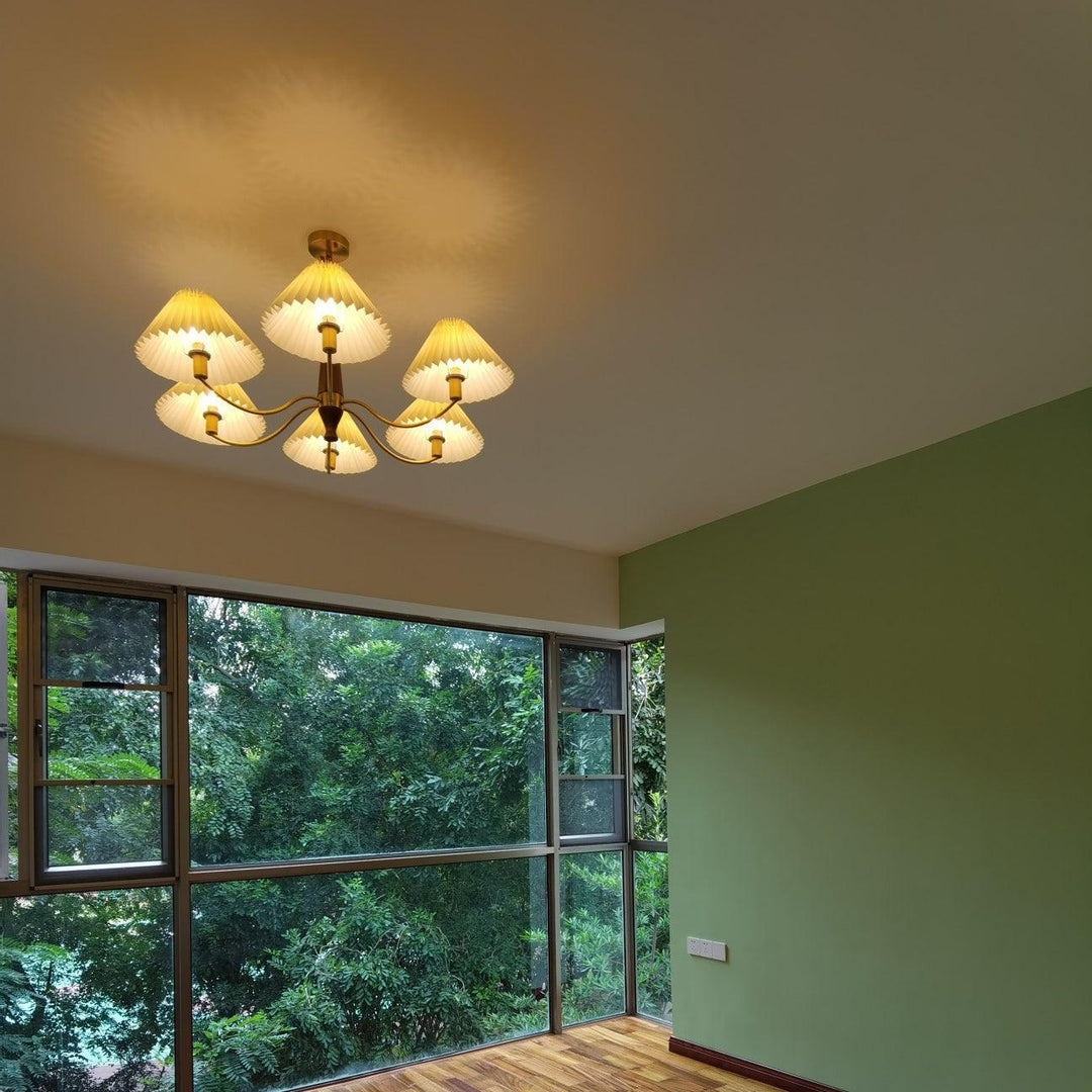 Elaorira lampadario bianco con paralume a pieghe