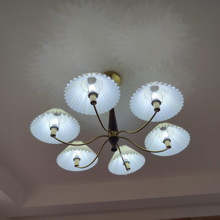 Elaorira lampadario bianco con paralume a pieghe
