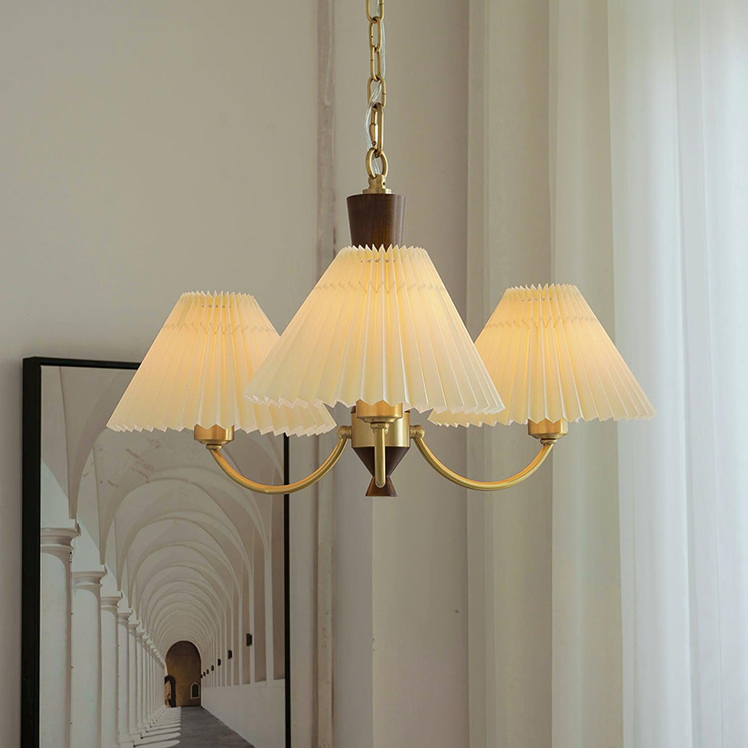 Elaorira lampadario bianco con paralume a pieghe