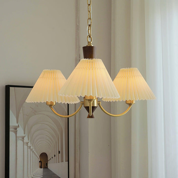 Elaorira lampadario bianco con paralume a pieghe