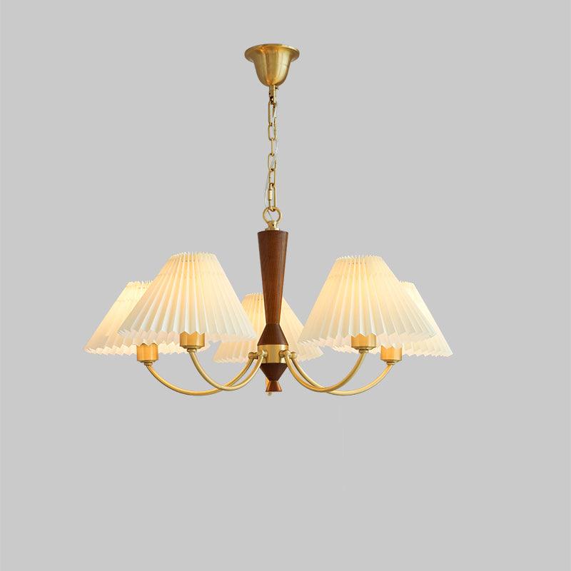 Elaorira lampadario bianco con paralume a pieghe