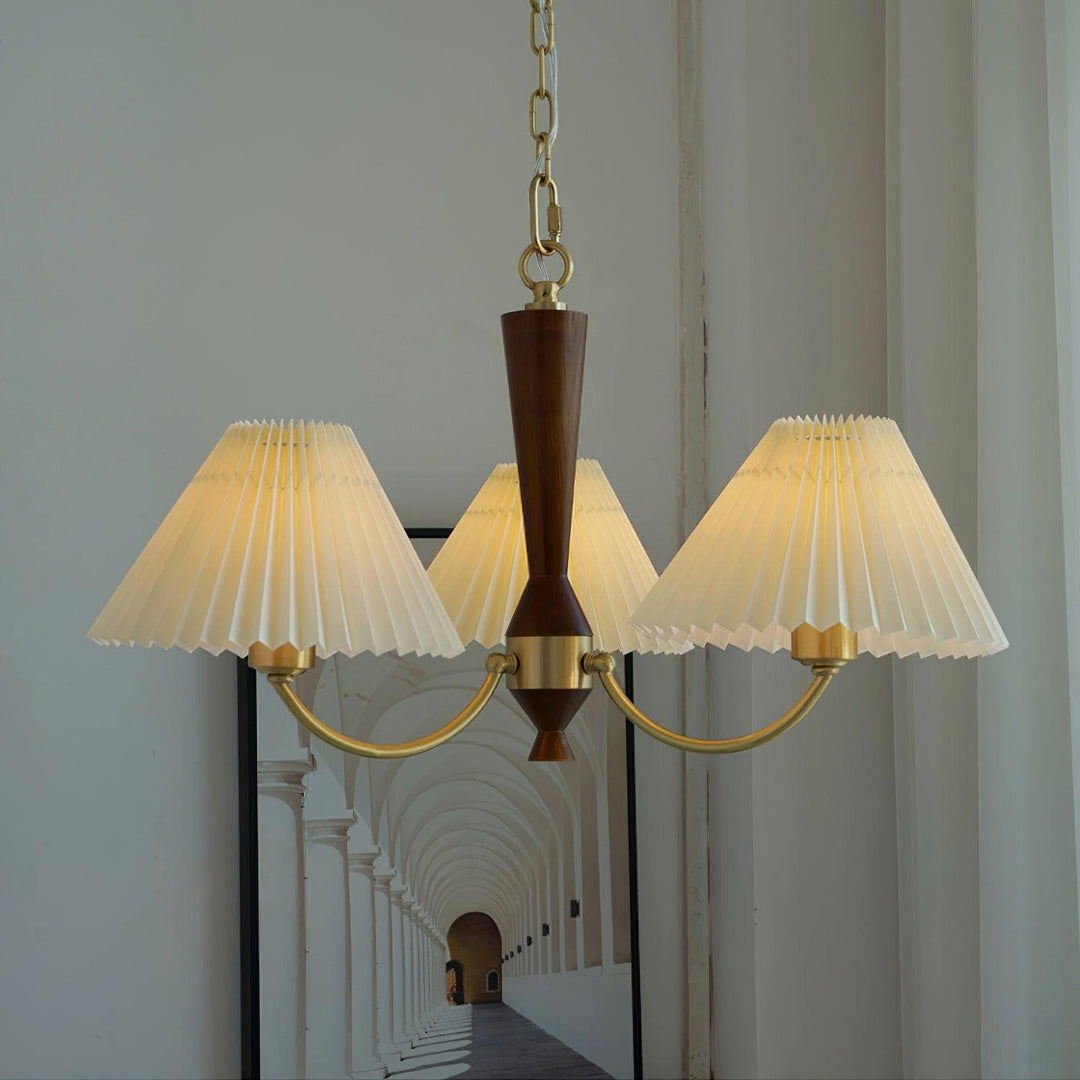 Elaorira lampadario bianco con paralume a pieghe