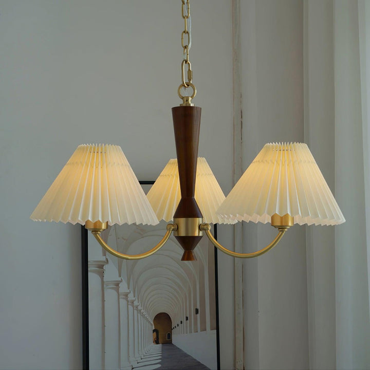 Elaorira lampadario bianco con paralume a pieghe