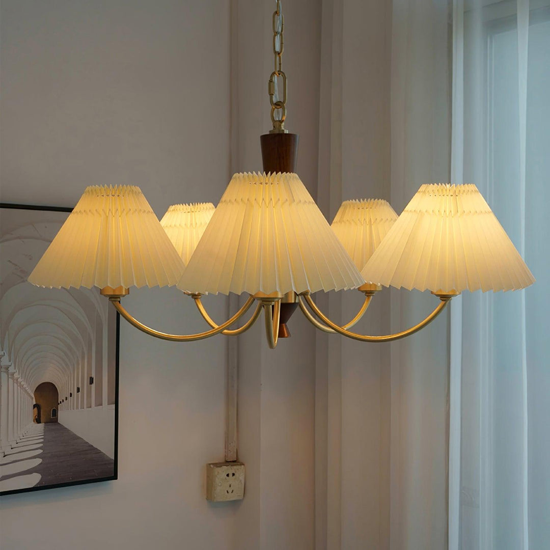 Elaorira lampadario bianco con paralume a pieghe