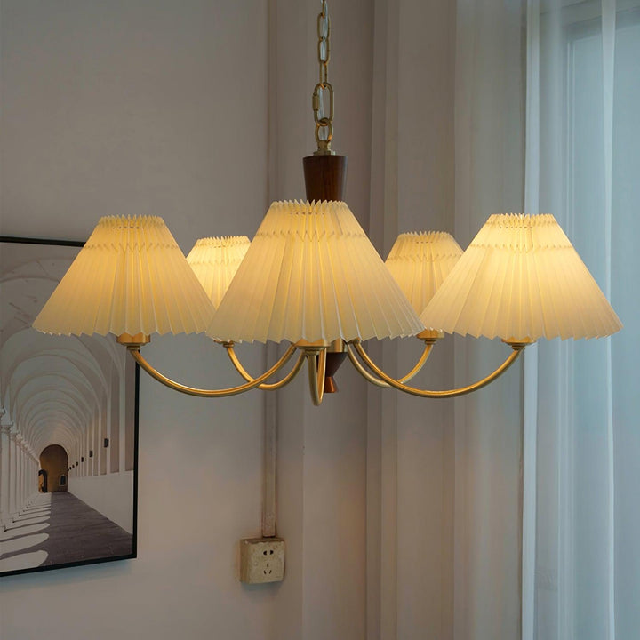 Elaorira lampadario bianco con paralume a pieghe