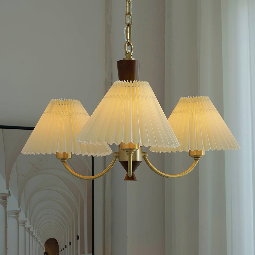 Elaorira lampadario bianco con paralume a pieghe