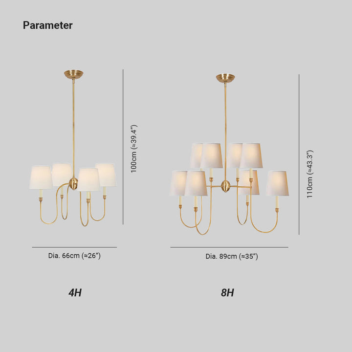 Silva Lampadario di Lusso in Ottone e Tessuto