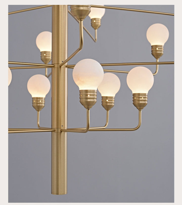 Alberaine lampadario a più livelli in alabastro a globo