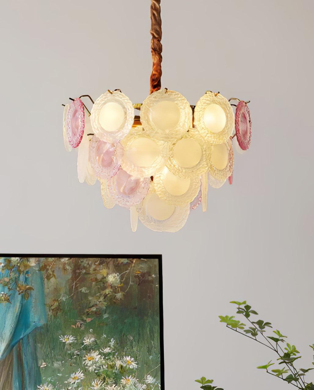 Celinine lampadario Disco in vetro Stratificato Giocoso