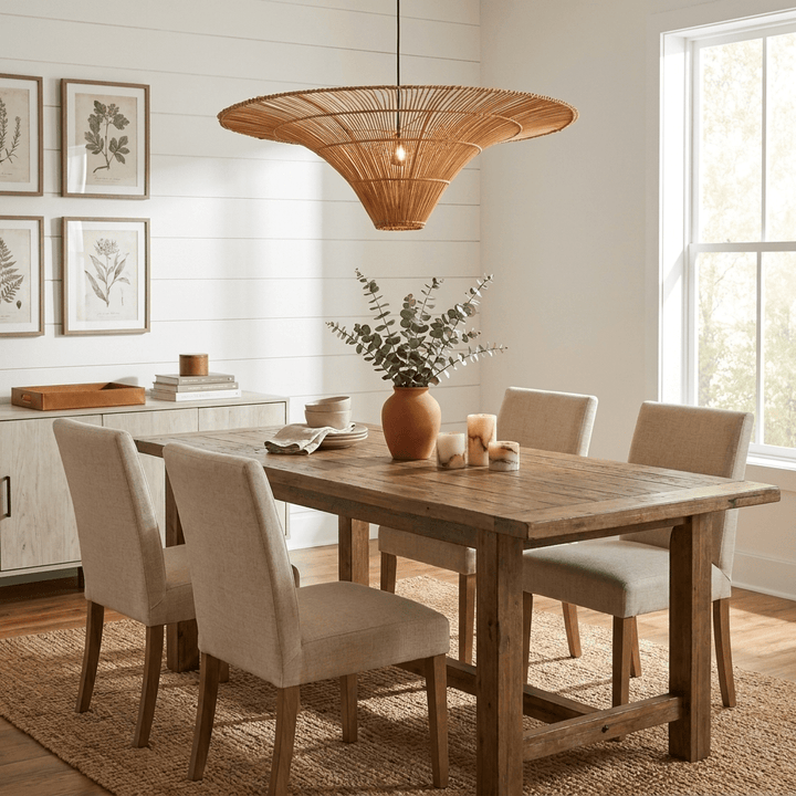 Lampada a sospensione in rattan