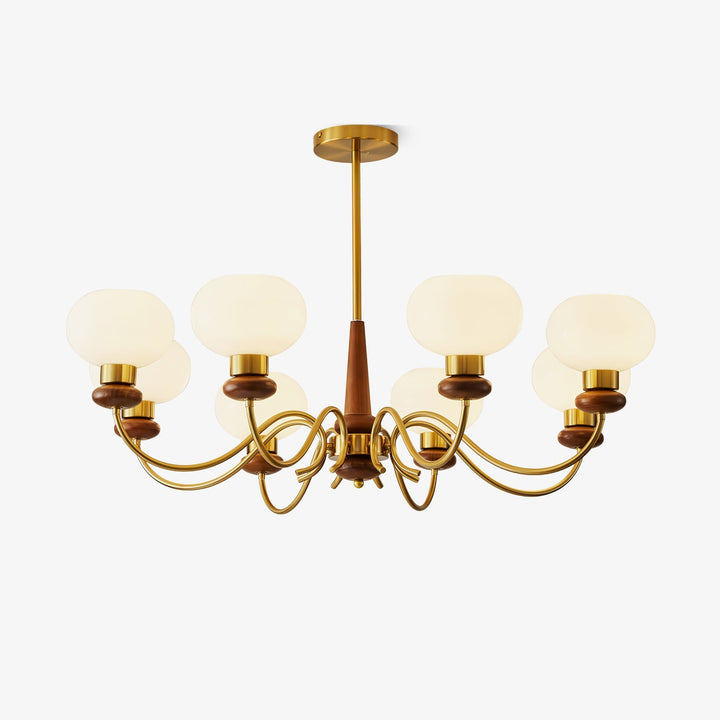 Riniena lampadario in ottone e legno con globo classico