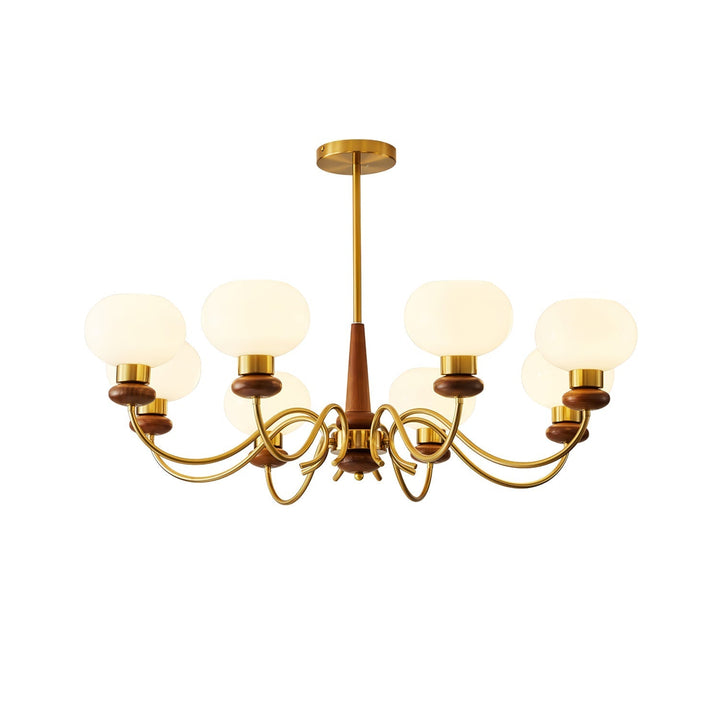 Riniena lampadario in ottone e legno con globo classico