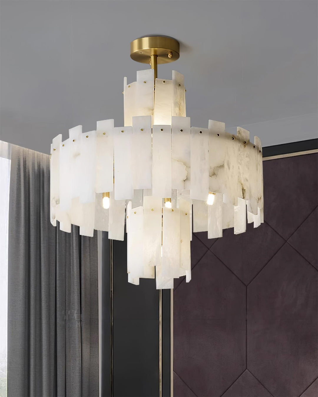 Soraya lampadario Art Deco in alabastro