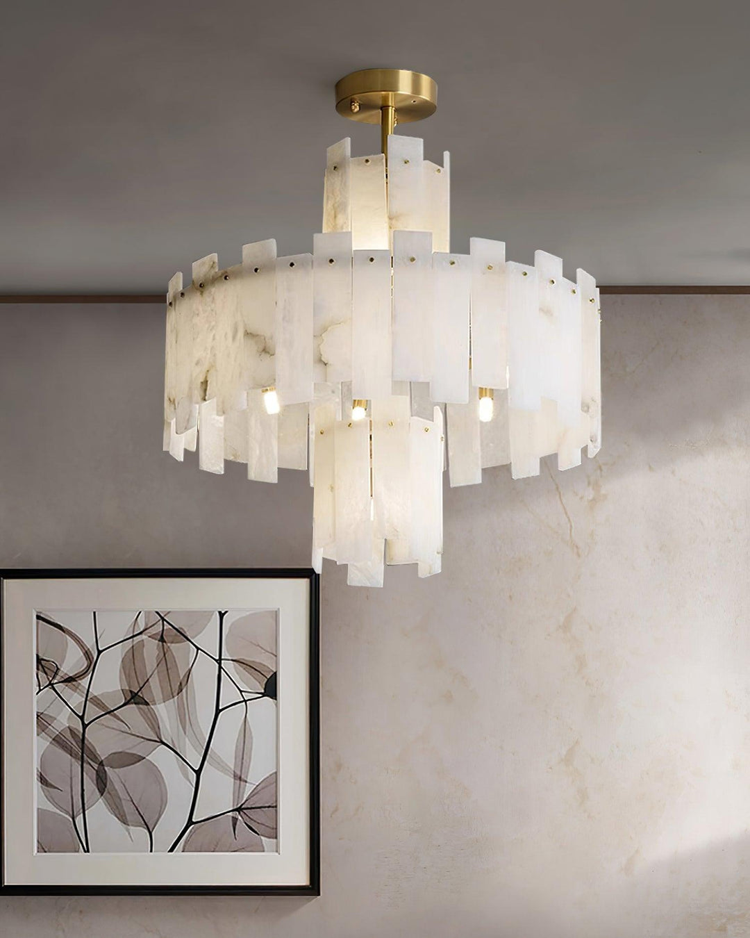 Soraya lampadario Art Deco in alabastro