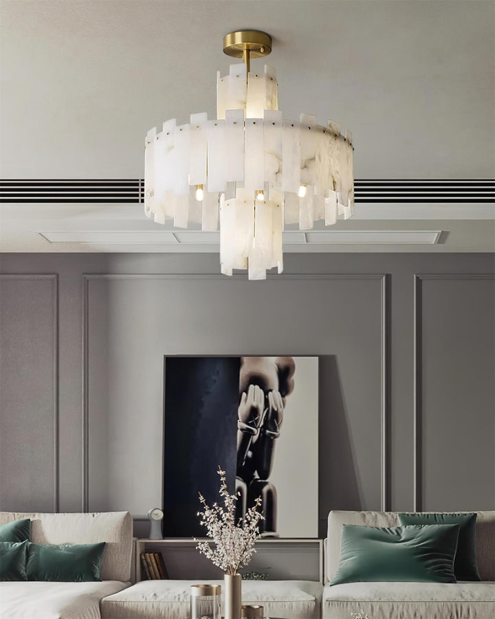Soraya lampadario Art Deco in alabastro