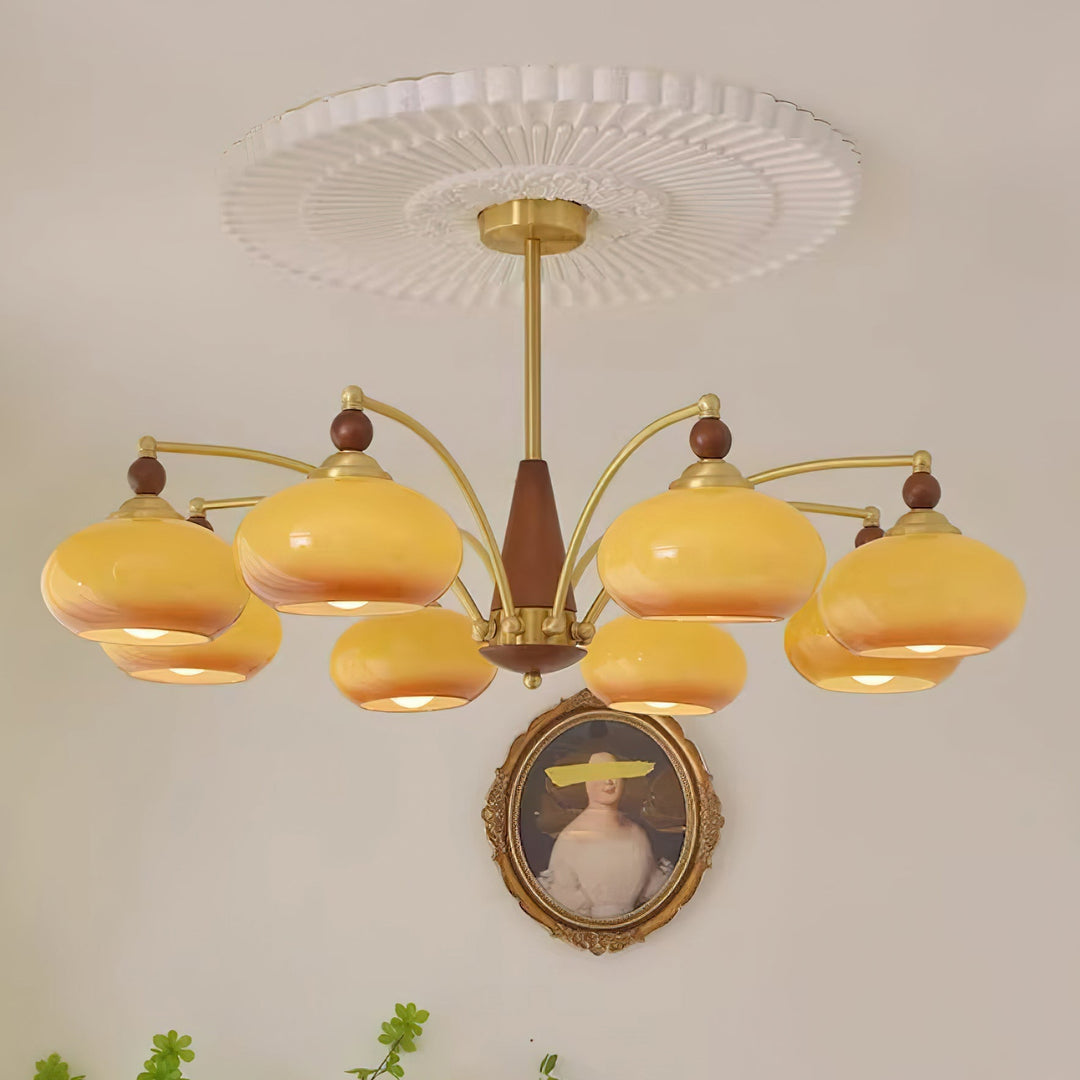 Valentina Lampadario in Vetro e Legno