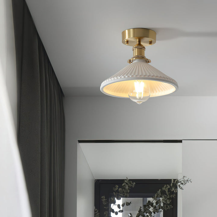 Belmont lampada da soffitto vintage in ottone e ceramica