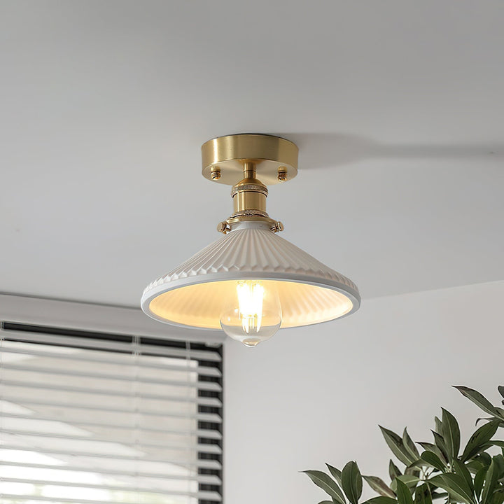 Belmont lampada da soffitto vintage in ottone e ceramica