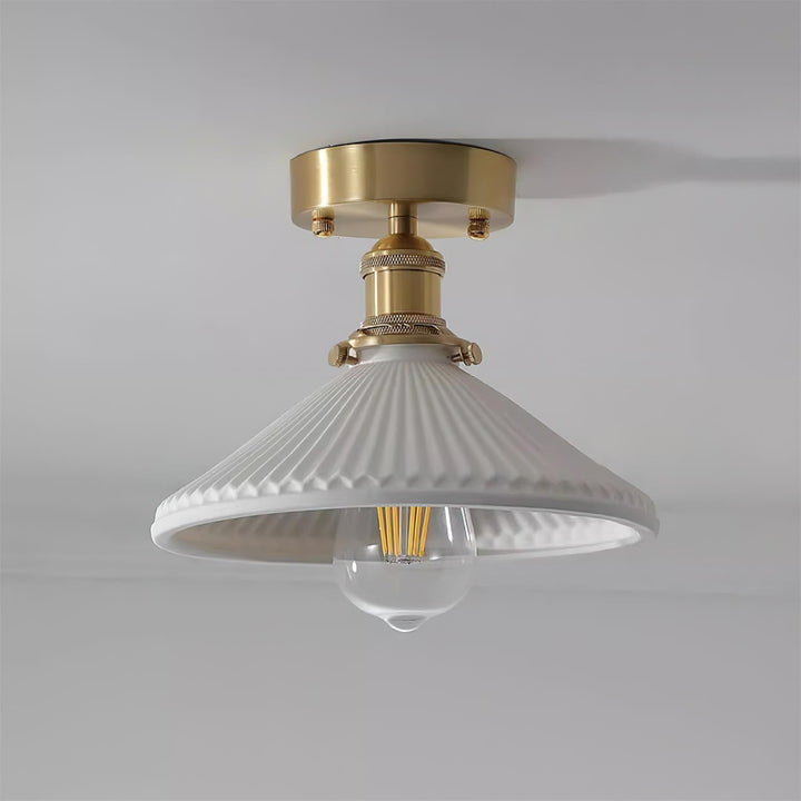 Belmont lampada da soffitto vintage in ottone e ceramica