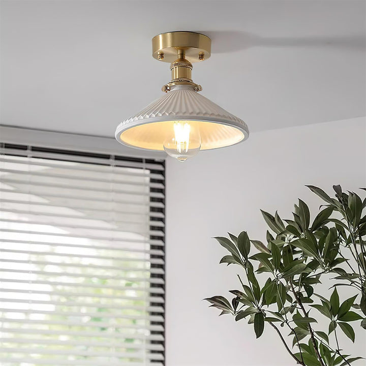 Belmont lampada da soffitto vintage in ottone e ceramica