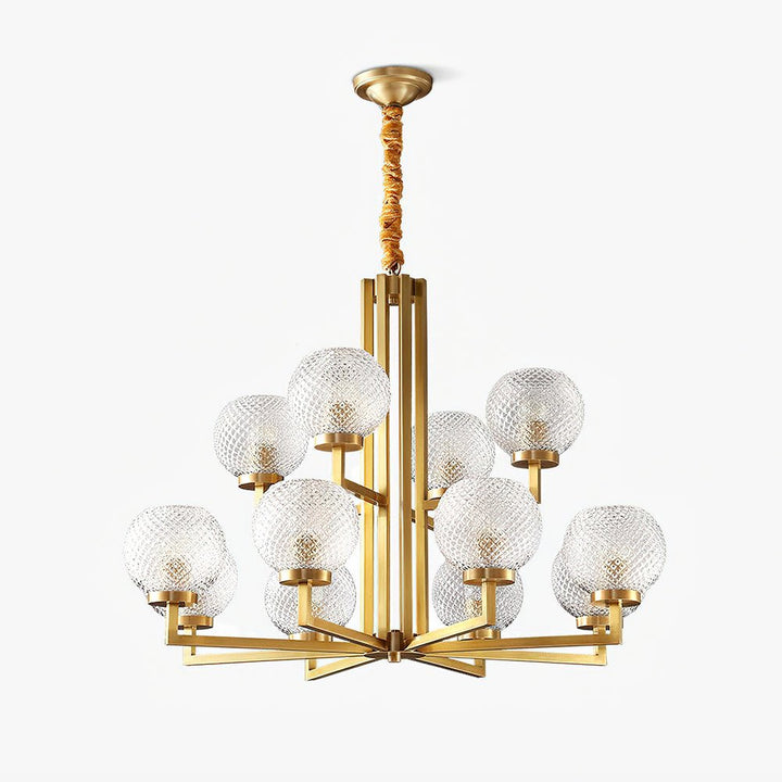 Velelissa lampadario in ottone con vetro a Righe