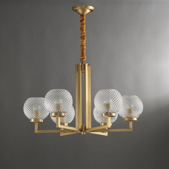 Velelissa lampadario in ottone con vetro a Righe