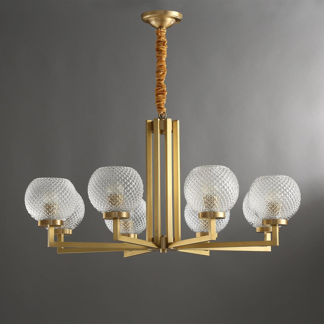 Velelissa lampadario in ottone con vetro a Righe