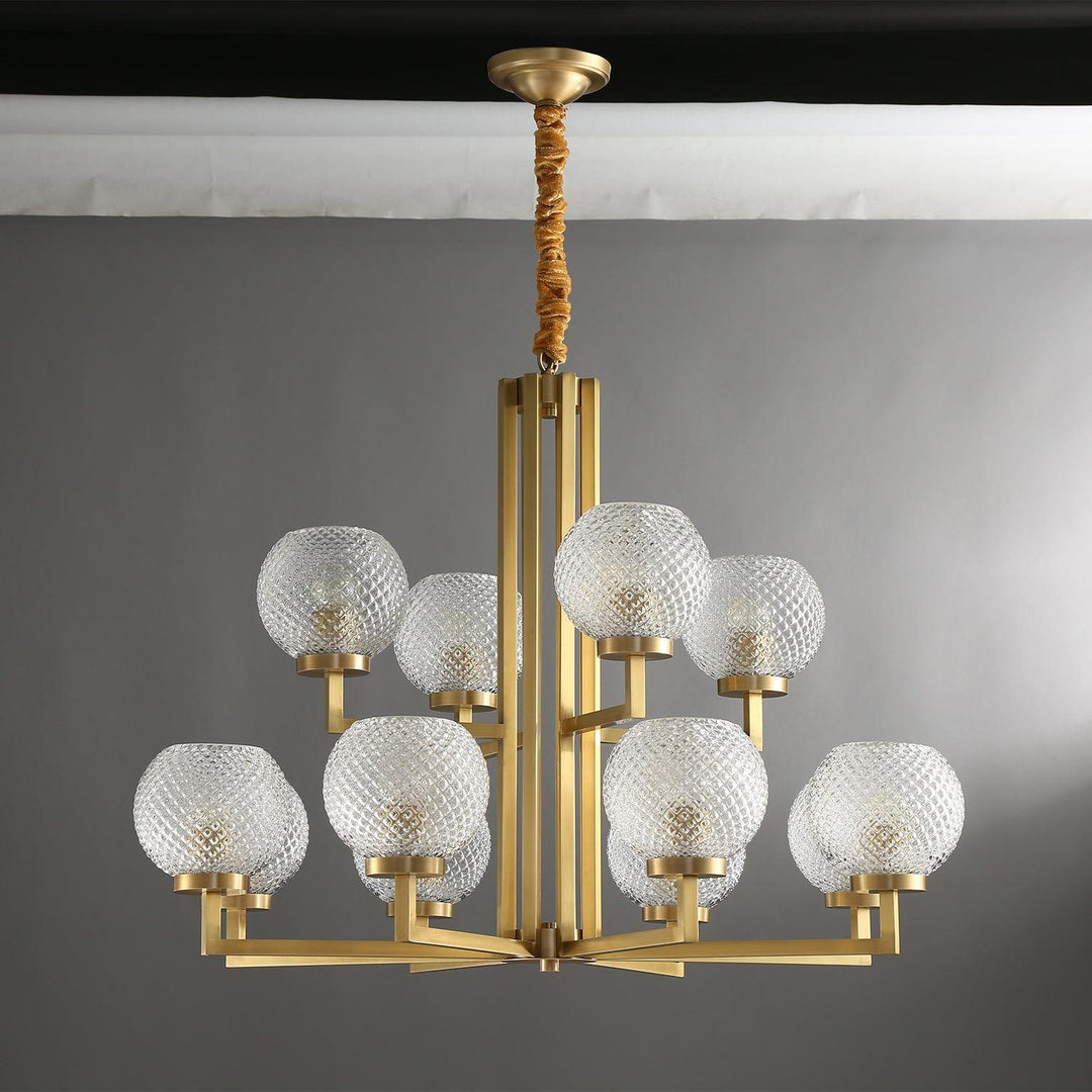 Velelissa lampadario in ottone con vetro a Righe