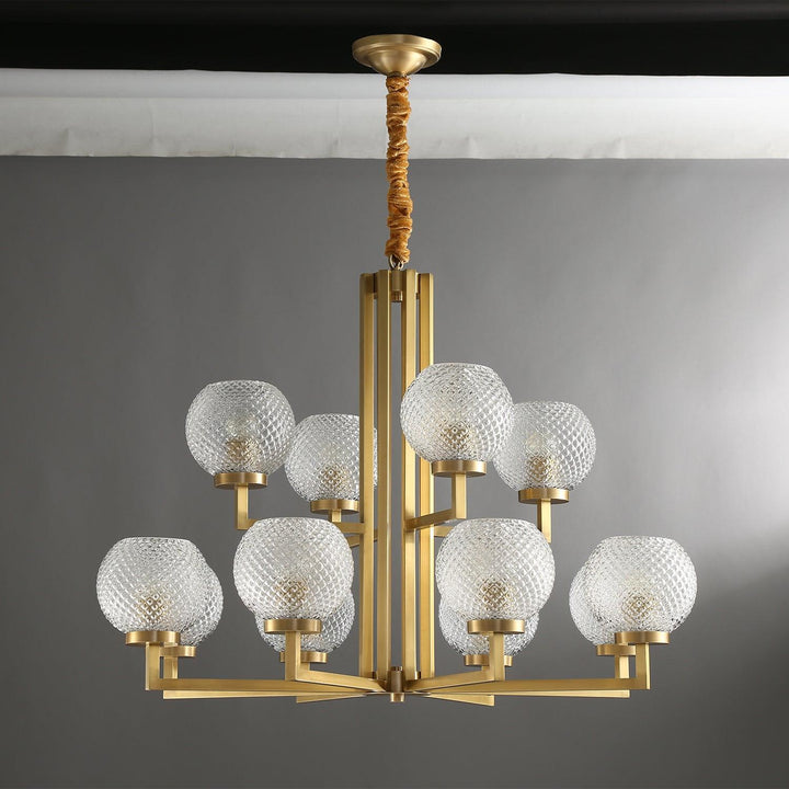 Velelissa lampadario in ottone con vetro a Righe