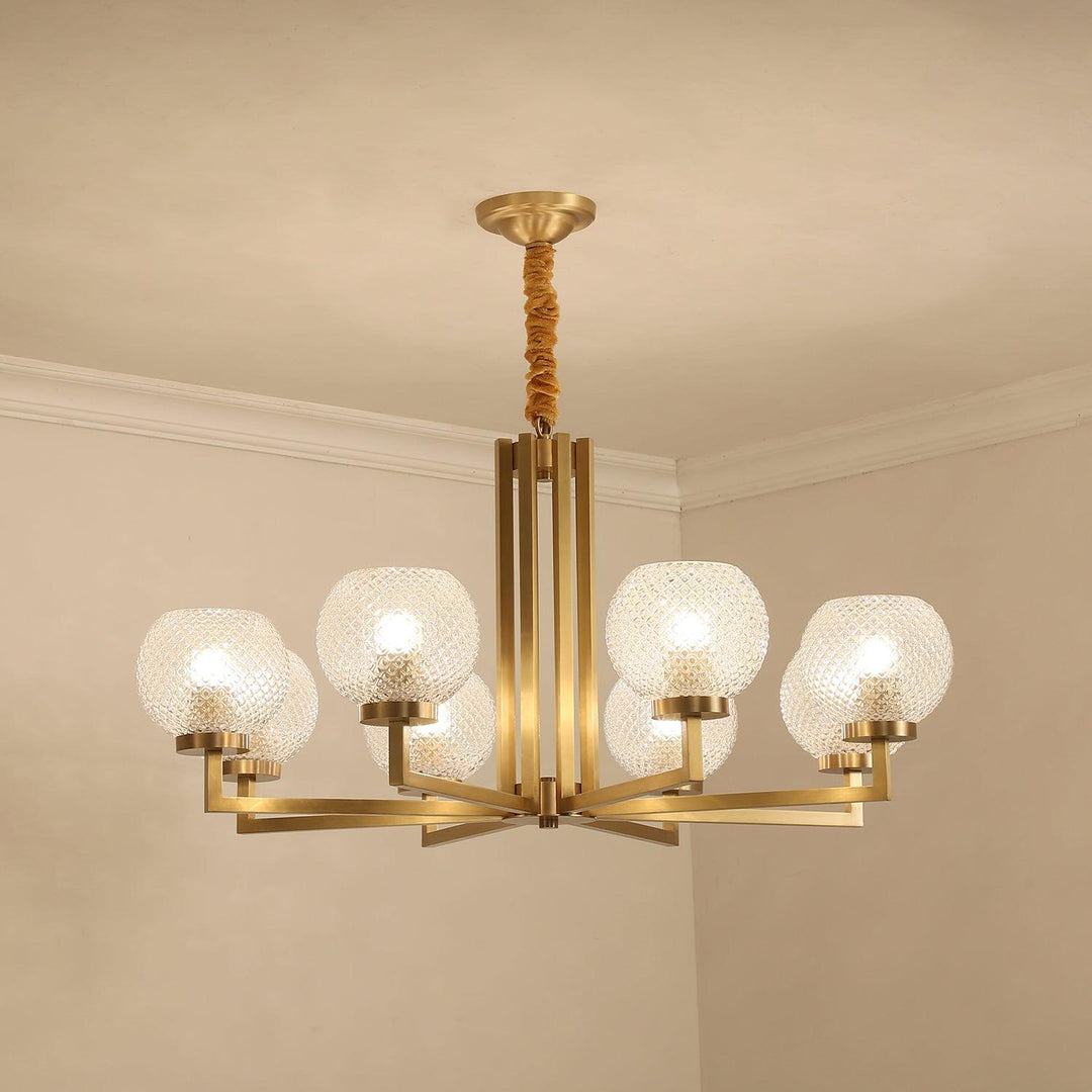 Velelissa lampadario in ottone con vetro a Righe