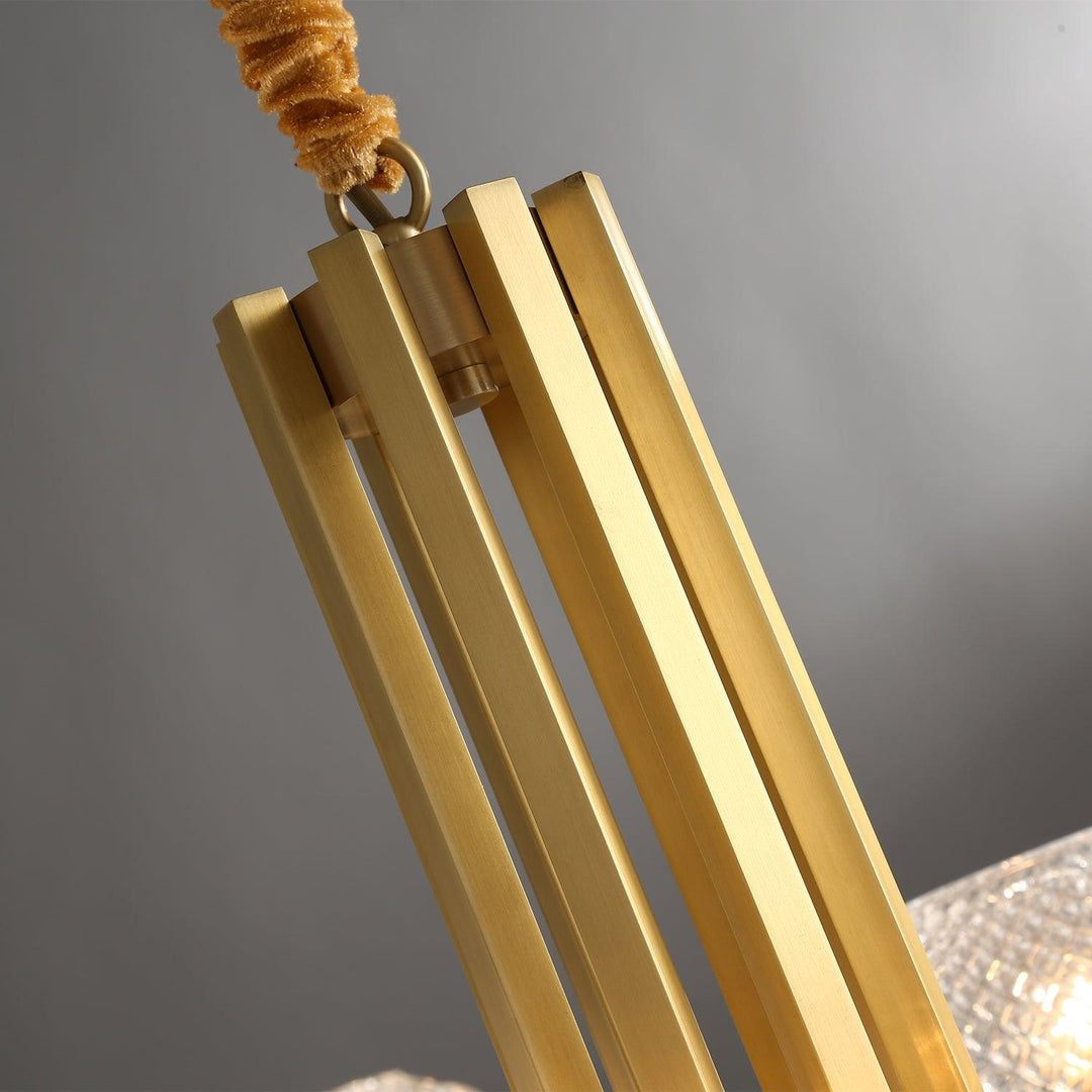 Velelissa lampadario in ottone con vetro a Righe